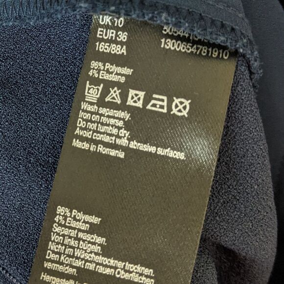 Oasis Jumpsuit Blue Belted Cropped Wide Leg Pockets Size 10 - Picture 11 of 12